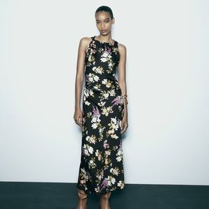 Zara Midi Floral Print Dress, Size L